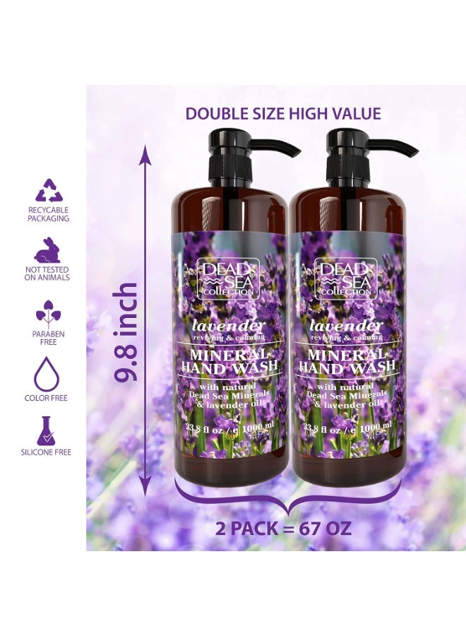Dead Sea Collection Hand Soap Pump Lavender - Moisturizing Hand Wash Liquid with Dead Sea Minerals and Lavender Oil, Reviving, Calming - Pack of 2 (33.8 Fl Oz Each) - 67.6 Fl Oz Total - Image 2